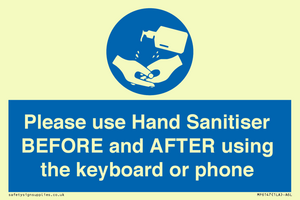 Please use Hand Sanitiser BEFORE and AFTER using the keyboard or phone